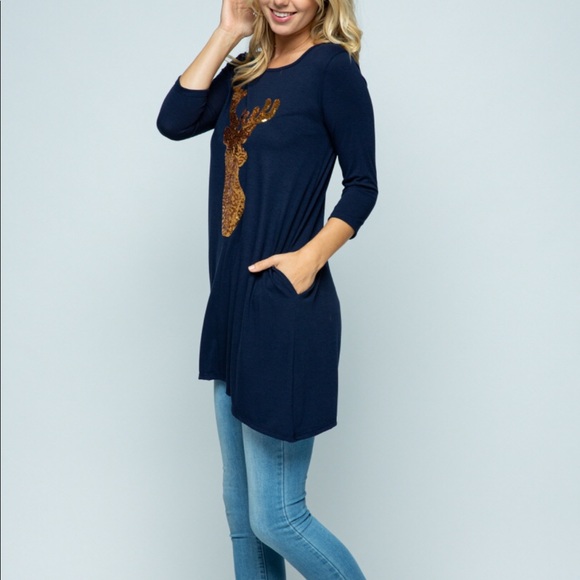 Last One NWT Reindeer Shimmer Tunic or๐Dress - Picture 4 of 5